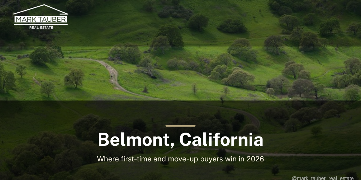 Belmont Neighborhood Deep Dive: Where First-Time and Move-Up Buyers Actually Win in 2026 Lush green wooded hillside with a trail near Belmont on the SF Peninsula