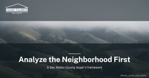 Peninsula neighborhood analysis: coastal fog rolling over green San Mateo County hills